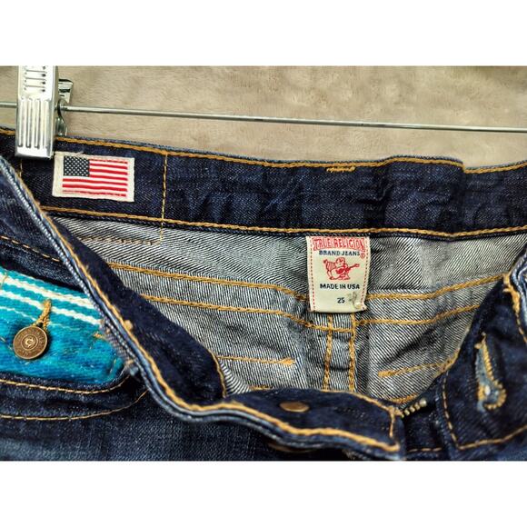 True Religion Women's Faded Denim Jeans Size 25 Straight Leg Color Blue - Picture 4 of 11